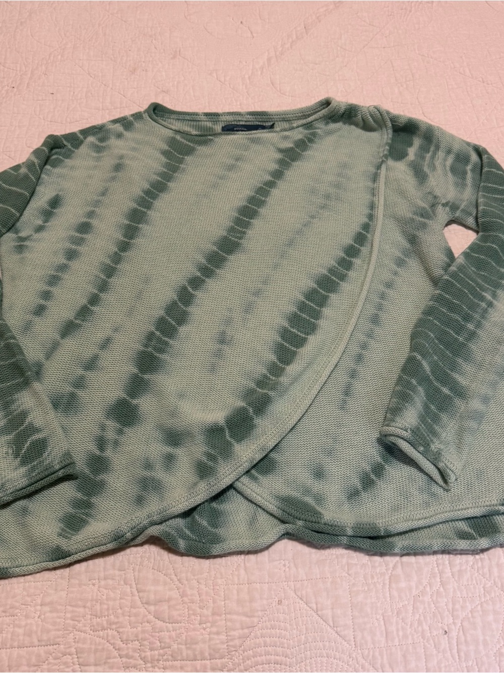 Prana Sage Green Tie-Dye Crewneck Sweater
